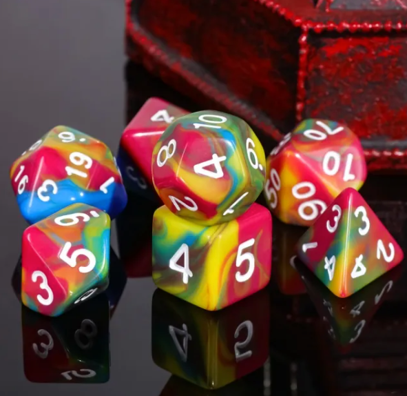 Rock Candy 7pc Dice Set inked in White